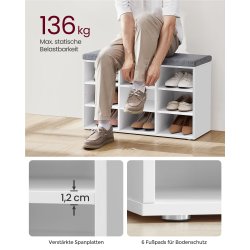 Skob�nk - siddeb�nk med skohylder - entreb�nk med skorum - hvid