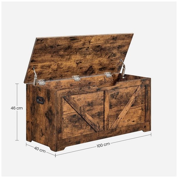 Siddeb�nk med opbevaringsrum - opbevaringsb�nk - rustik brun