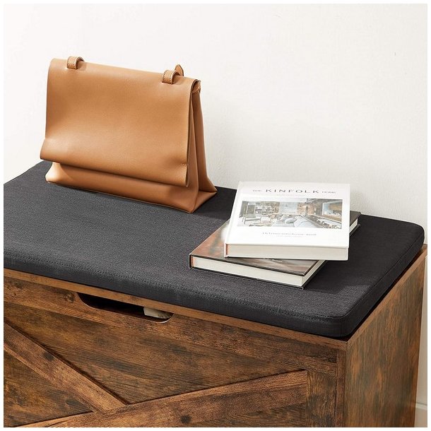 Siddeb�nk med opbevaringsrum - opbevaringsb�nk - rustik brun