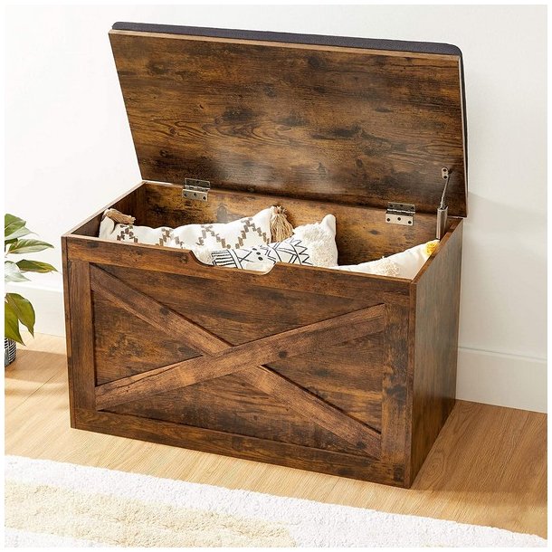 Siddeb�nk med opbevaringsrum - opbevaringsb�nk - rustik brun