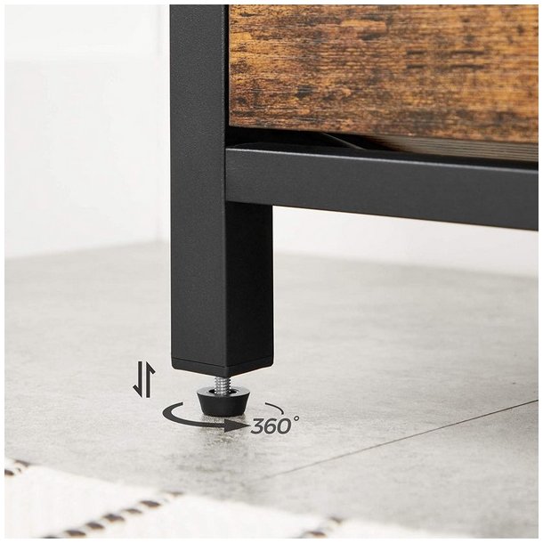 Skob�nk med skoskab til sko - polstret siddeb�nk - rustik brun