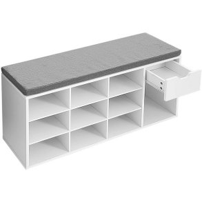 Skob�nk - siddeb�nk med skohylder - entreb�nk med skorum - hvid