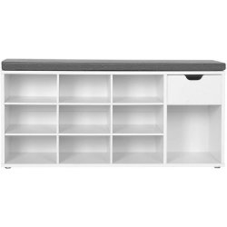 Skob�nk - siddeb�nk med skohylder - entreb�nk med skorum - hvid