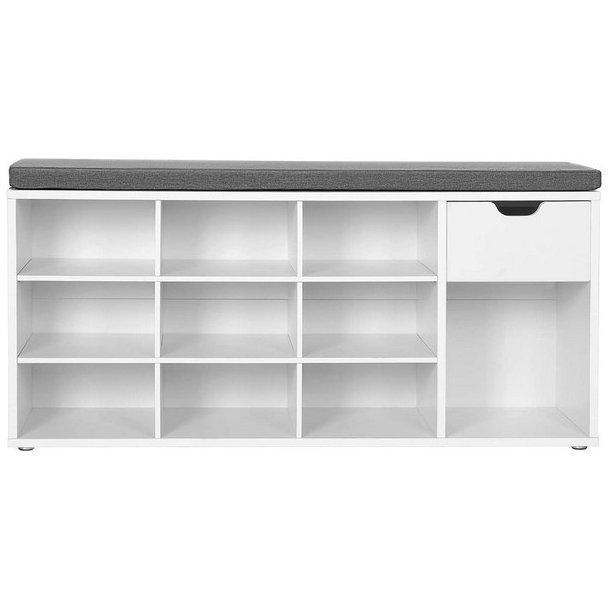 Skob�nk - siddeb�nk med skohylder - entreb�nk med skorum - hvid