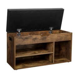 Skob�nk - siddeb�nk med skohylder - opbevaringsb�nk - brun