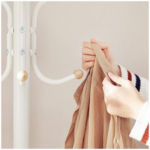 Stumtjener i hvid metal - frakke stativ - 182 x 44 x 44