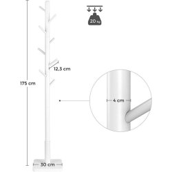 Stumtjener i hvid tr� - frakke stativ til entre - 30x30x175