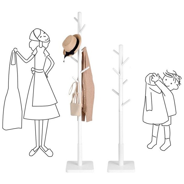 Stumtjener i hvid tr� - frakke stativ til entre - 30x30x175