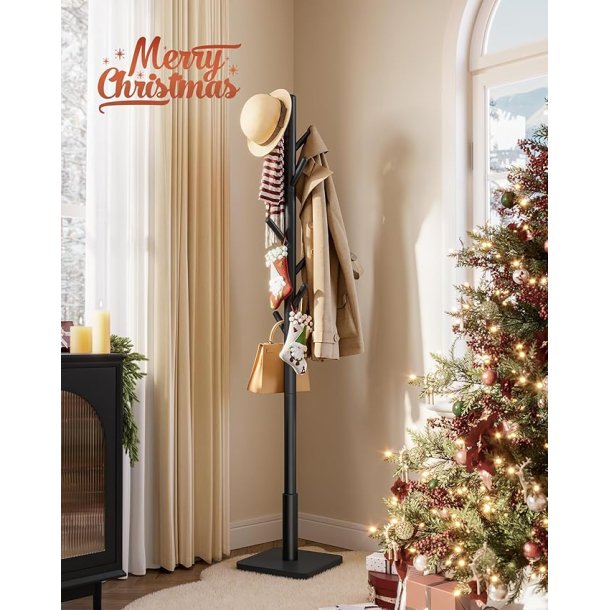 Stumtjener i sort tr� - frakke stativ til entre - 30x30x175