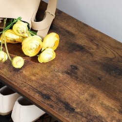 Garderobestativ med siddeb�nk, knager og skohylder - rustik brun