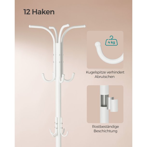 Stumtjener - frakke stativ i metal - hvid 40 x 40 x 175 cm