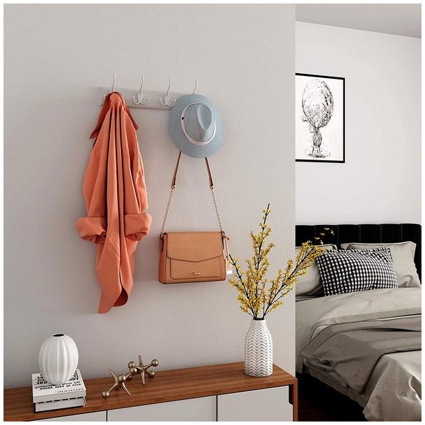 Knagerkke - hvid vghngt knagerkke i tr med 4 tredobbelt knager