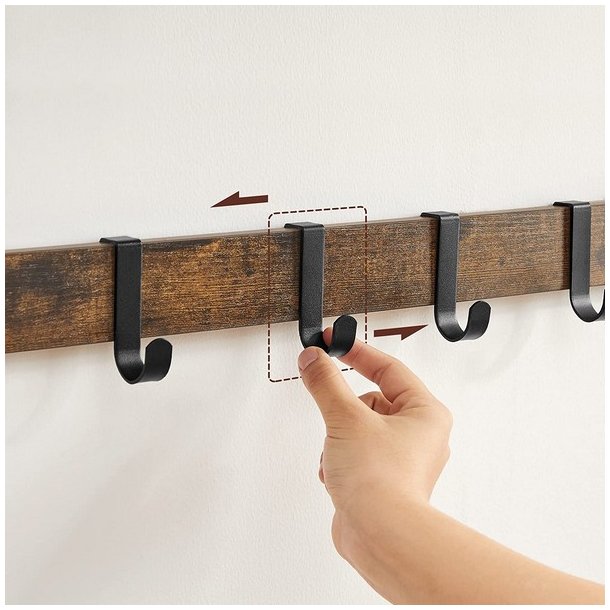 Knagerkke med bjlestang og hattehylde 80x30 cm - rustik brun