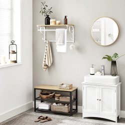 Knager�kke med hattehylde og b�jlestang 60x30 cm - brun og hvid