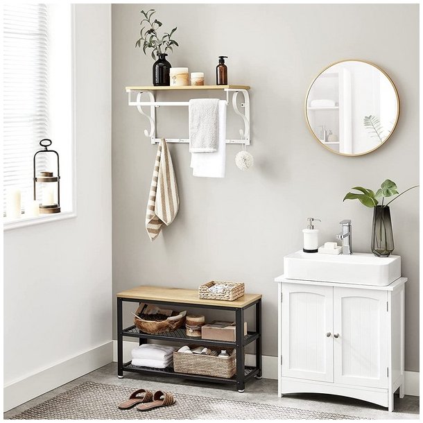 Knager�kke med hattehylde og b�jlestang 60x30 cm - brun og hvid