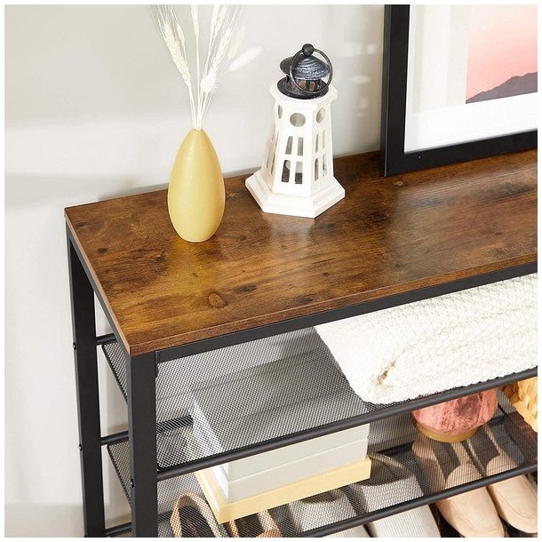 Skoreol med 5 hylder - skostativ med skohylder - rustik brun