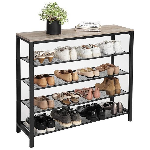 Skoreol med hylder til sko - reol med skohylder - gr� beige