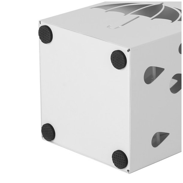 Paraplystativ med kroge og drypbakke - hvid paraplyholder