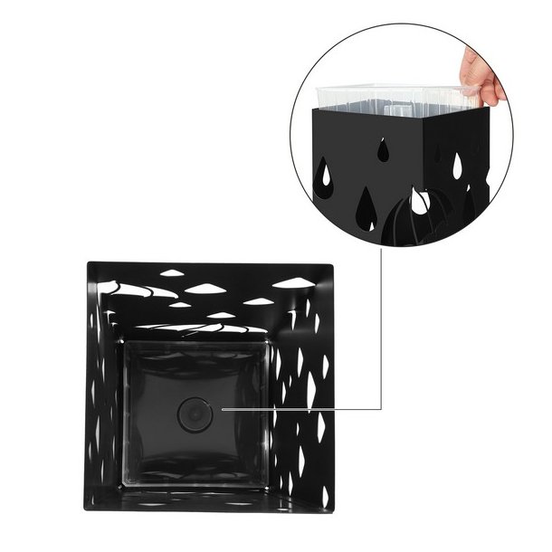 Paraplystativ med kroge og drypbakke - sort paraplyholder