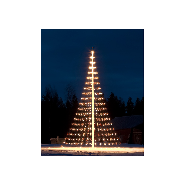 Lysnet til 12 meter flagstang med 1200 varm hvid LED lys - luksus cirkellys til lystræ på 12M