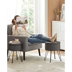 Puf med opbevaring - rund skammel - fodskammel - m�rkegr� �31