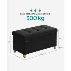 B�nk med kiste - siddeb�nk med opbevaring 38 x 76 x 40 - sort