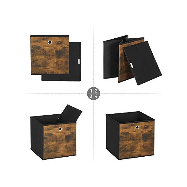 Opbevaringskasser til rumdeler - 6 stofkurve - rustik brun