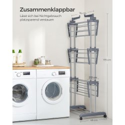 T�rrestativ til vasket�j - foldbart med vinger - gr�