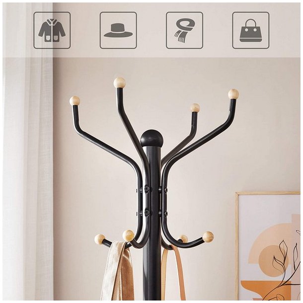 Stumtjener i sort metal - frakke stativ - 182 x 44 x 44