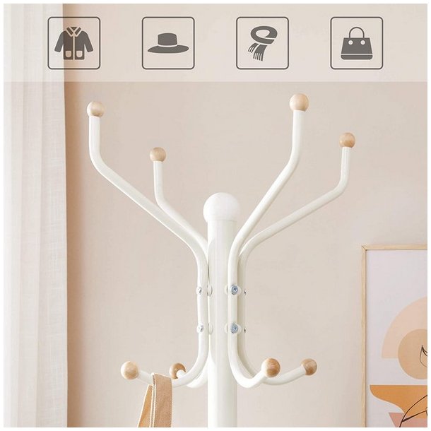 Stumtjener i hvid metal - frakke stativ - 182 x 44 x 44