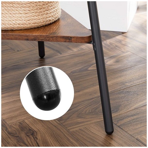 Stumtjener - frakke stativ i sort metal med 2 rustik brune hylder