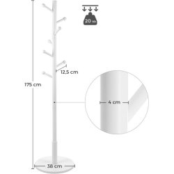 Stumtjener i hvid tr� - frakke stativ til entre - 38x38x175