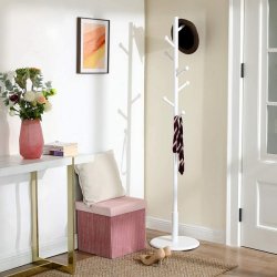 Stumtjener i hvid tr� - frakke stativ til entre - 38x38x175