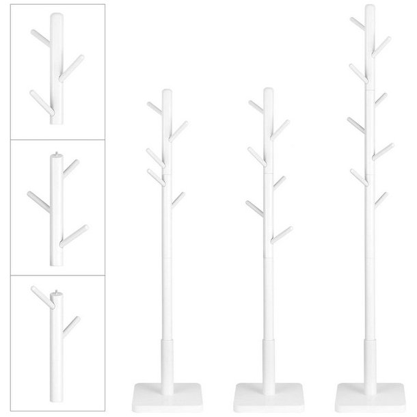 Stumtjener i hvid tr� - frakke stativ til entre - 30x30x175