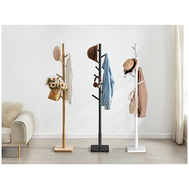 Stumtjener i brun tr� - frakke stativ til entre - 30x30x175