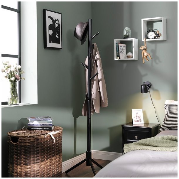 Stumtjener i sort tr� - frakke stativ til entre - 47x47x175