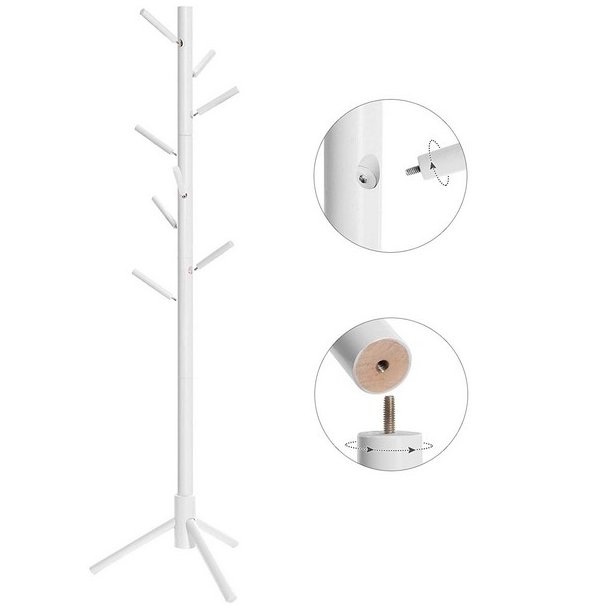 Stumtjener i hvid tr� - frakke stativ til entre - 47x47x175