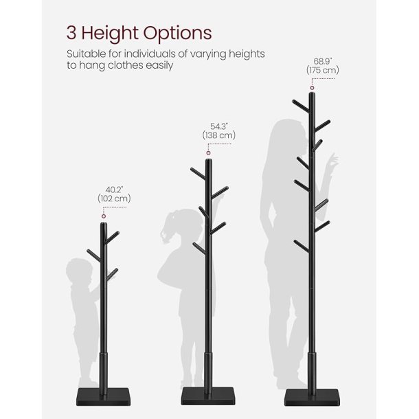 Stumtjener i sort tr� - frakke stativ til entre - 30x30x175