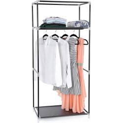 Kldeskab med stofsider - sort campingskab og tjskab - 160 cm