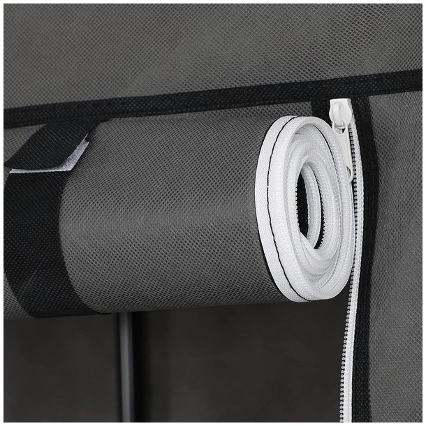 Kl�deskab med stofsider - gr� garderobeskab og t�jskab - 170 cm