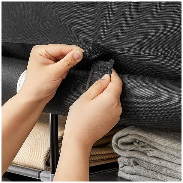 Kl�deskab med stofsider - sort garderobeskab og t�jskab - 175 cm