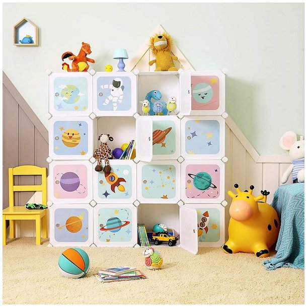 Opbevaringsskab - kubisk skab i plastik - plastikskab med 16 rum