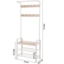 Garderobestativ med knager�kker og 2 skohylder - hvid/beige