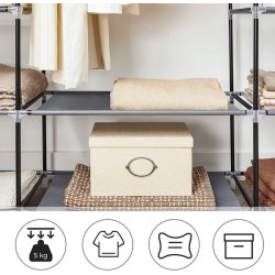 Kl�deskab med stofsider - sort garderobeskab og t�jskab - 175 cm