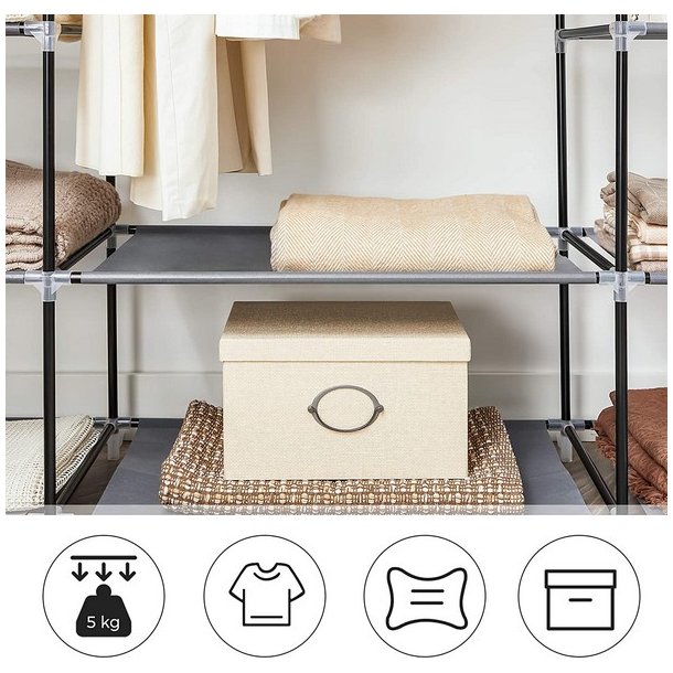 Kl�deskab med stofsider - sort garderobeskab og t�jskab - 175 cm