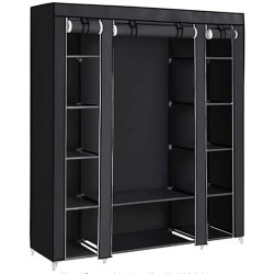 Kl�deskab med stofsider - sort garderobeskab og t�jskab - 175 cm