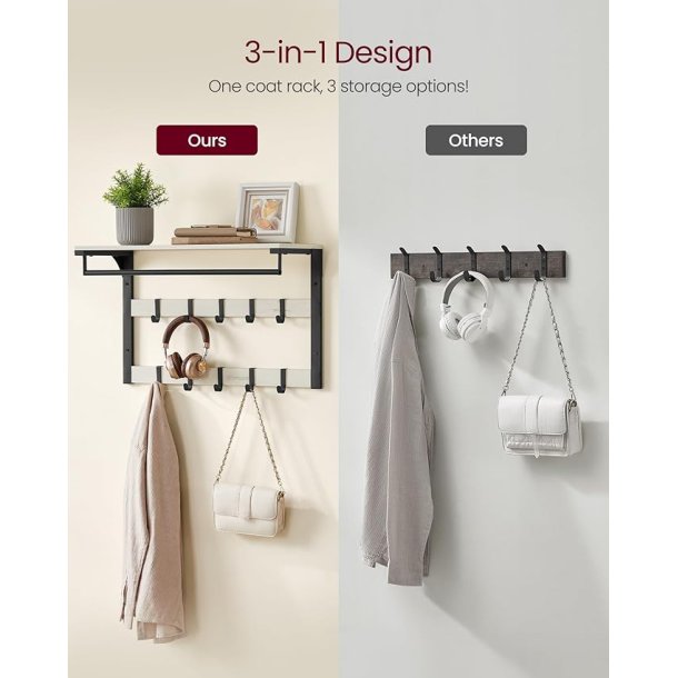 Knager�kke med b�jlestang og hattehylde 65x30 cm - hvid