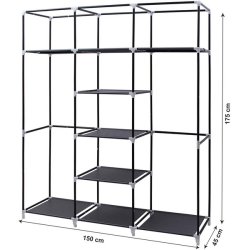 Kl�deskab med stofsider - gr� garderobeskab og t�jskab - 175 cm