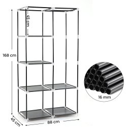 Kl�deskab med stofsider - sort garderobeskab og t�jskab - 170 cm