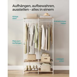 �ben garderobe - �ben t�jstativ - kl�deskab - hvid 40x94,5x180